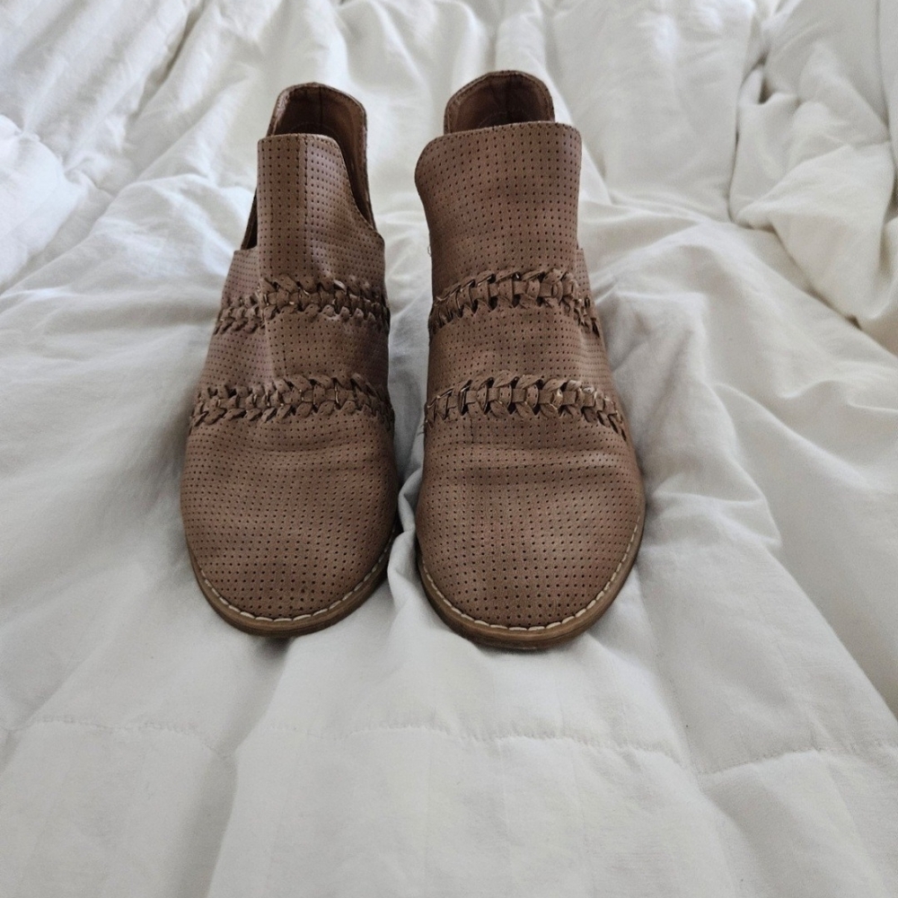 Target Brown Ankle Booties with Elastic Panels and Perforated Design